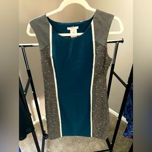 Esley Mixed Texture Blue and Grey Mini Dress